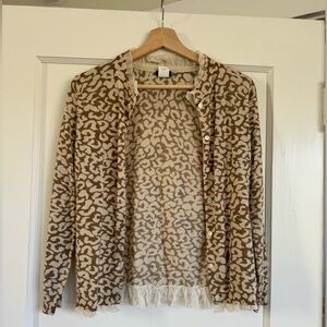 J.crew merino wool animal print cardigan